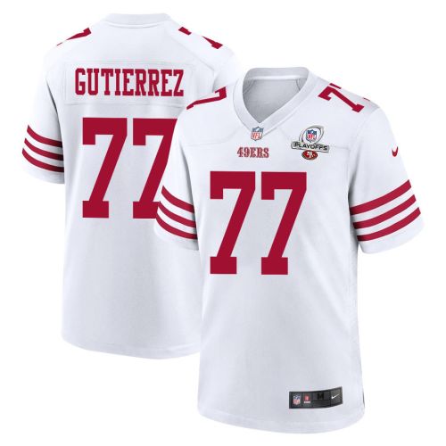 Alfredo Gutierrez 77 San Francisco 49ers 2023 Playoffs Patch Game Men Jersey - White