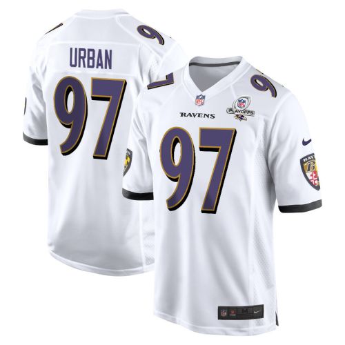 Brent Urban 97 Baltimore Ravens 2023 Playoffs Patch Game Men Jersey - White