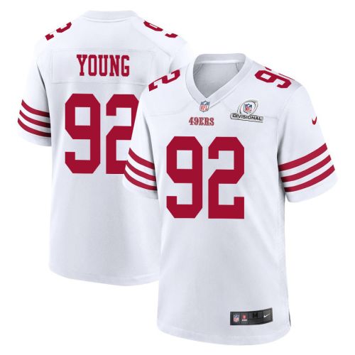 Chase Young 92 San Francisco 49ers 2024 Divisional Patch Game Men Jersey - White