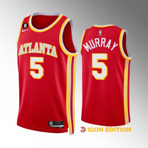 Dejounte Murray 5 Atlanta Hawks Icon Edition Red Jersey 2022-23 Swingman