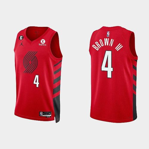 Portland Trail Blazers 4 Greg Brown III 2022-23 Statement Edition Red Men Jersey