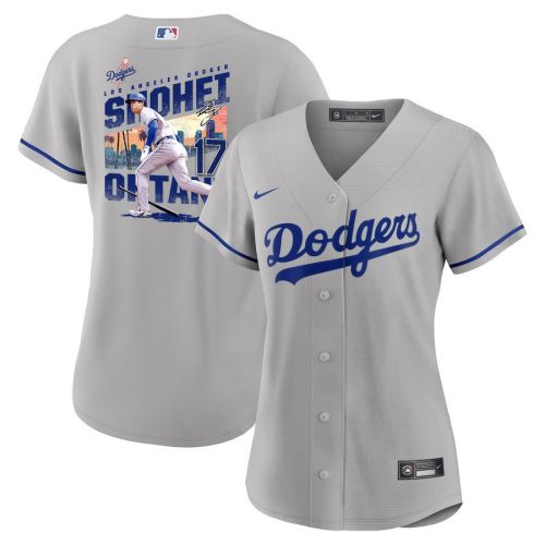 Shohei Ohtani 17 Los Angeles Dodgers Signed Homerun 2023 Road Women Jersey - Gray