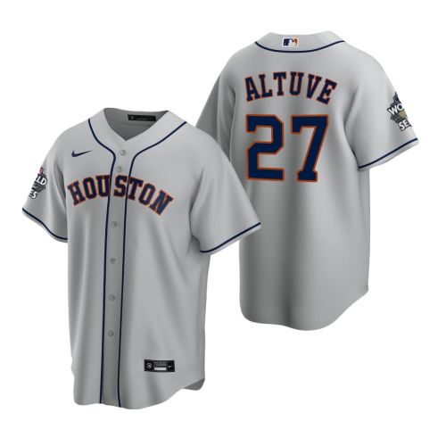 Men's Houston Astros Jose Altuve 27 Gray 2022-23 World Series Jersey