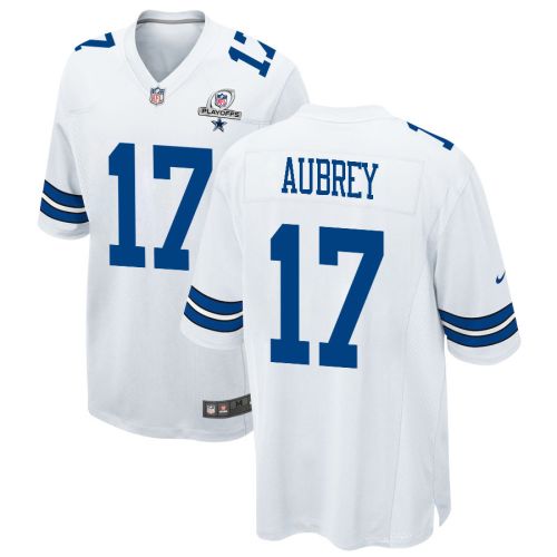 Brandon Aubrey 17 Dallas Cowboys 2023 Playoffs Patch Game Men Jersey - White