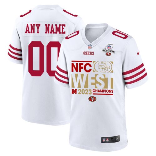 San Francisco 49ers 2023 NFC West Champions Game Men Custom Jersey - White