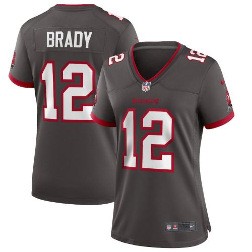 Tom Brady 12 Tampa Bay Buccaneers Women's Alternate Game Jersey - Pewter