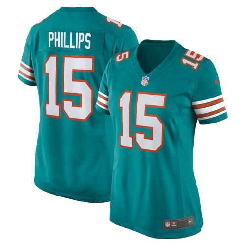 Jaelan Phillips 15 Miami Dolphins Women Alternate Game Jersey - Aqua