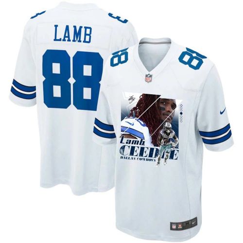 CeeDee Lamb 88 Dallas Cowboys Signed Glass Home Game Men Jersey - White