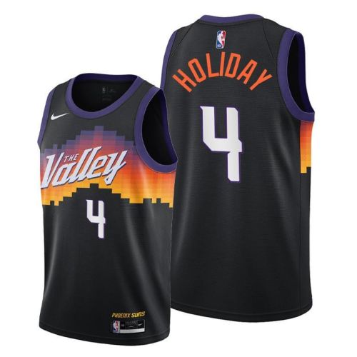 Aaron Holiday 4 Phoenix Suns 2022 City Edition Black Jersey 75th Diamond Badge Jersey