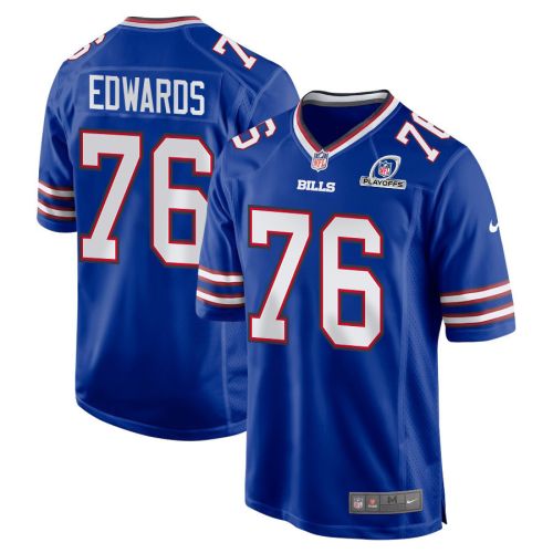 David Edwards 76 Buffalo Bills 2023 Playoffs Patch Game Men Jersey - Royal