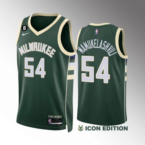 Sandro Mamukelashvili 54 Milwaukee Bucks Green Jersey 2022-23 Icon Edition NO.6 Patch