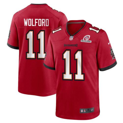 John Wolford 11 Tampa Bay Buccaneers 2024 Divisional Patch Game Men Jersey - Red