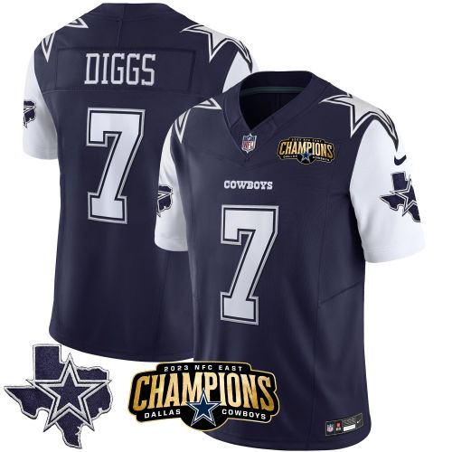 Trevon Diggs 7 Dallas Cowboys 2023 NFC East Champions Patch Game Men Jersey - Navy