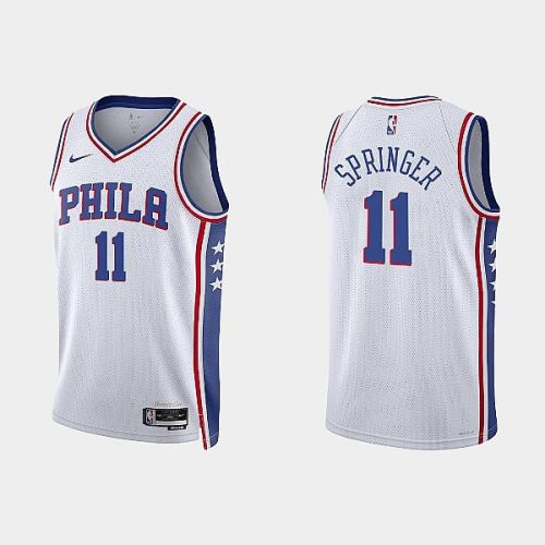 Philadelphia 76ers Jaden Springer 11 2022-23 Association Edition White Men Jersey Swingman