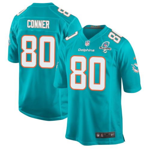 Tanner Conner 80 Miami Dolphins 2023 Playoffs Patch Game Men Jersey - Aqua