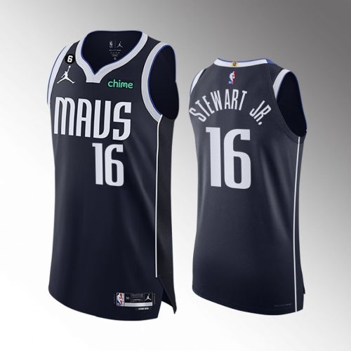 Dallas Mavericks 16 D.J. Stewart Jr. Navy Men Jersey 2022-23 Statement Edition