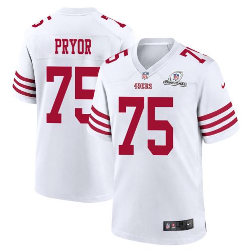 Matt Pryor 75 San Francisco 49ers 2024 Divisional Patch Game Men Jersey - White