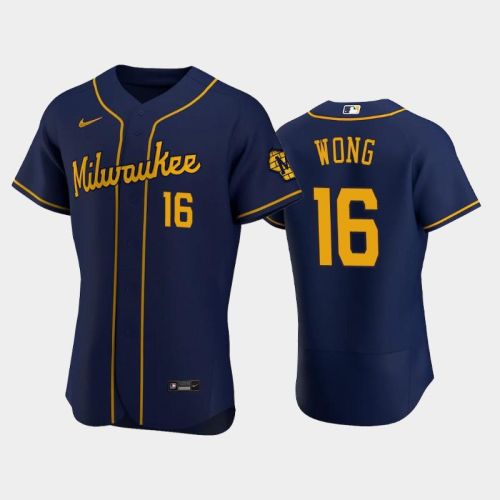 Milwaukee Brewers 16 Kolten Wong Alternate Team Navy Jersey Jersey