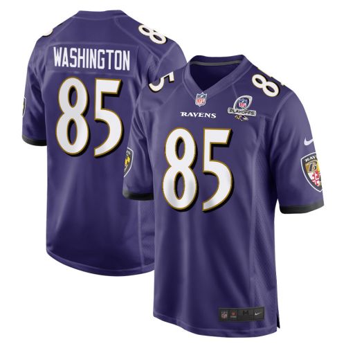 Scotty Washington 85 Baltimore Ravens 2023 Playoffs Patch Game Men Jersey - Purple