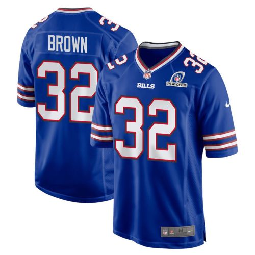 Kyron Brown 32 Buffalo Bills 2023 Playoffs Patch Game Men Jersey - Royal