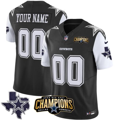 Dallas Cowboys 2023 NFC East Champions Patch Game Custom Men Jersey - Black