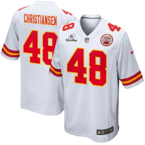 Cole Christiansen 48 Kansas City Chiefs 2023 Playoffs Patch Game Men Jersey - White