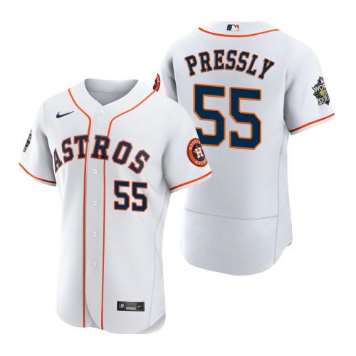 Houston Astros Ryan Pressly 55 White 2022-23 World Series Jersey