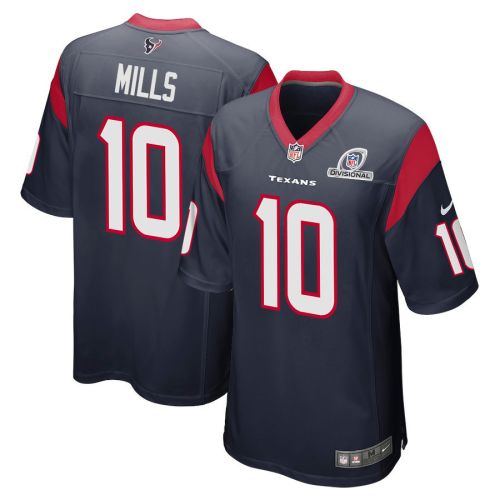 Davis Mills 10 Houston Texans 2024 Divisional Patch Game Men Jersey - Navy