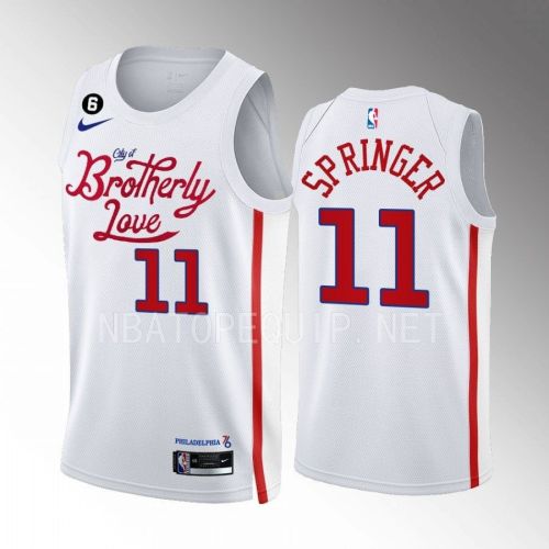 Jaden Springer 11 2022-23 Philadelphia 76ers White City Edition Men Jersey Swingman