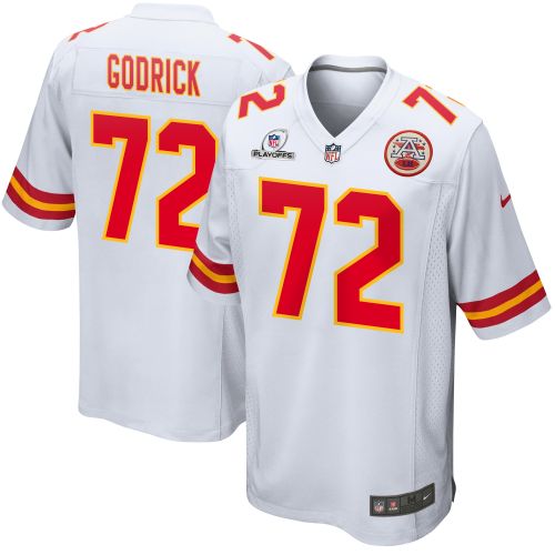 Chukwuebuka Godrick 72 Kansas City Chiefs 2023 Playoffs Patch Game Men Jersey - White