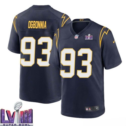 Otito Ogbonnia 93 Los Angeles Chargers Super Bowl LVIII Men Alternate Game Jersey - Navy