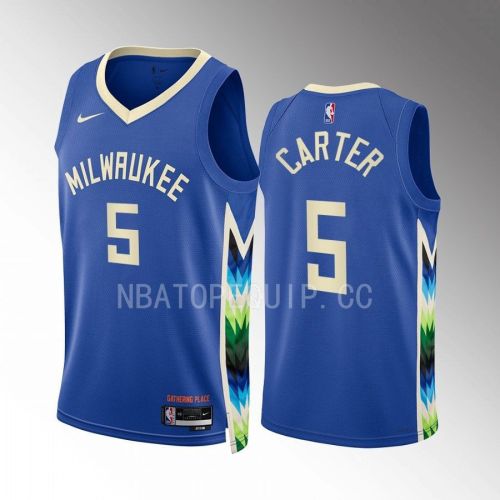 Jevon Carter 5 2022-23 Milwaukee Bucks Blue City Edition Jersey Swingman