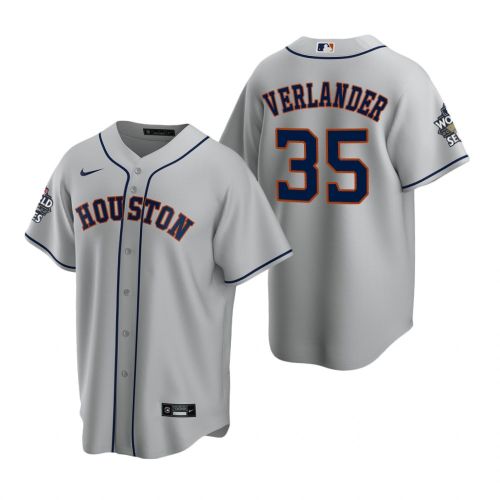 Men's Houston Astros Justin Verlander 35 Gray 2022-23 World Series Jersey