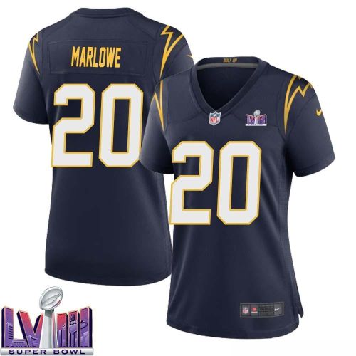 Dean Marlowe 20 Los Angeles Chargers Super Bowl LVIII Women Alternate Game Jersey - Navy