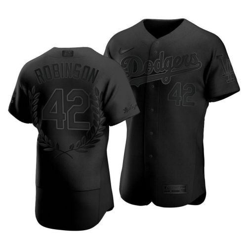 Men Los Angeles Dodgers Jackie Robinson 42 Jackie Robinson Day Platinum Edition Jersey Black