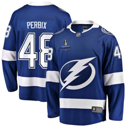 Nick Perbix 48 Tampa Bay Lightning Stanley Cup 2023 Playoffs Patch Home Breakaway Men Jersey - Blue