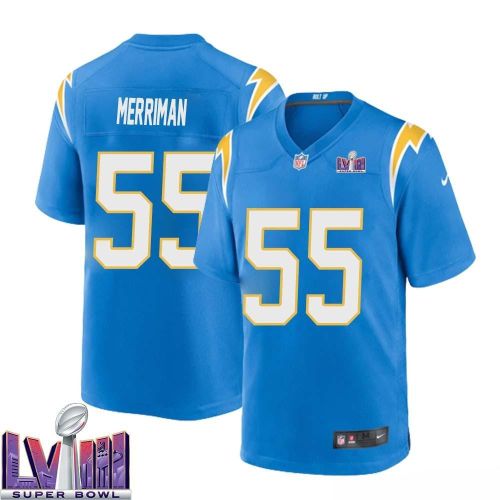 Shawne Merriman 55 Los Angeles Chargers Super Bowl LVIII Men Home Game Jersey - Powder Blue