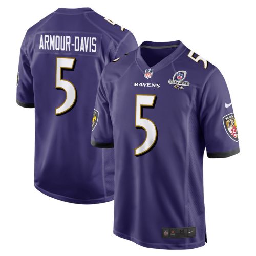 Jalyn Armour-Davis 5 Baltimore Ravens 2023 Playoffs Patch Game Men Jersey - Purple