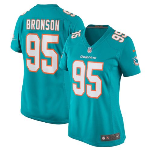 Josiah Bronson 95 Miami Dolphins Women Home Game Jersey - Aqua