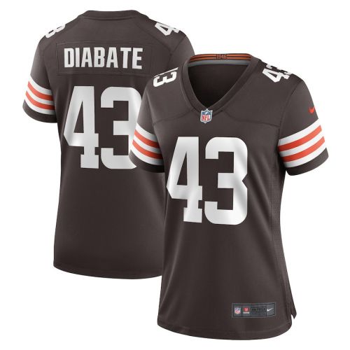 Mohamoud Diabate 43 Cleveland Browns Women Team Game Jersey - Brown