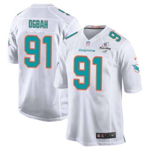 Emmanuel Ogbah 91 Miami Dolphins 2023 Playoffs Patch Game Men Jersey - White