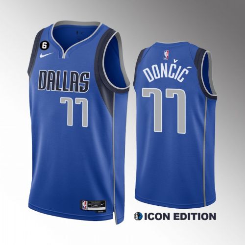 Dallas Mavericks Luka Doncic 77 Royal Icon Edition Jersey 2022-23 Swingman