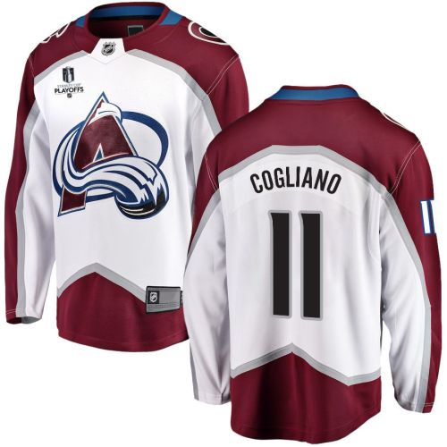 Andrew Cogliano 11 Colorado Avalanche Stanley Cup 2023 Playoffs Patch Away Breakaway Men Jersey - White