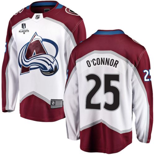 Logan O'Connor 25 Colorado Avalanche Stanley Cup 2023 Playoffs Patch Away Breakaway Men Jersey - White