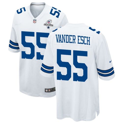 Leighton Vander Esch 55 Dallas Cowboys 2023 Playoffs Patch Game Men Jersey - White