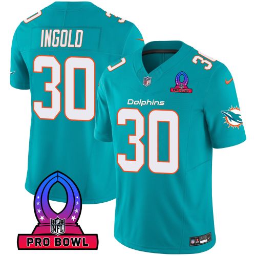 Alec Ingold 30 Miami Dolphins 2024 Pro Bowl Patch Game Men Jersey - Aqua