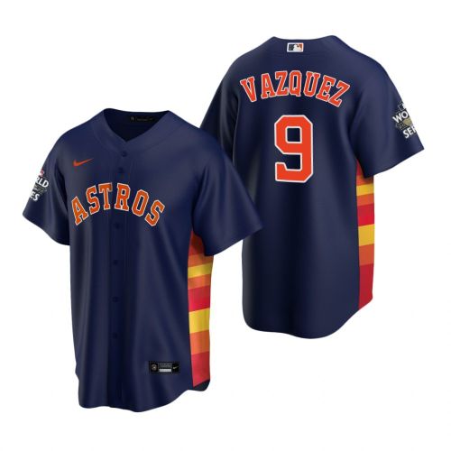 Men's Houston Astros Christian Vazquez 9 Navy 2022-23 World Series Jersey