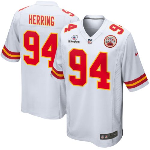 Malik Herring 94 Kansas City Chiefs 2023 Playoffs Patch Game Men Jersey - White