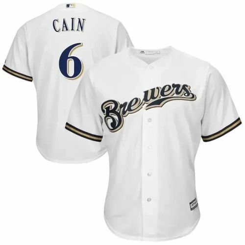 Lorenzo Cain Milwaukee Brewers Official Cool Base Player Jersey - White