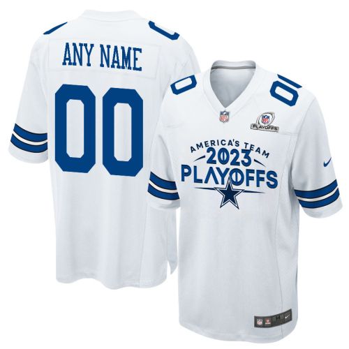 Dallas Cowboys America's Team 2023 Playoffs Game Men Custom Jersey - White